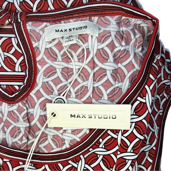 Red geometric shapes sleeveless mini dress by Max Studio, sz M (D1) - Picture 5 of 7